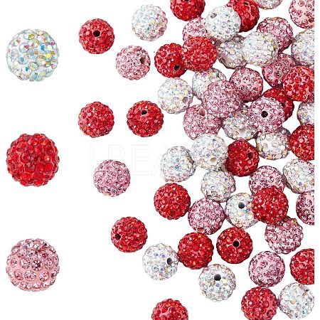 HOBBIESAY 90Pcs 3 Colors Polymer Clay Rhinestone Beads RB-HY0001-02-1