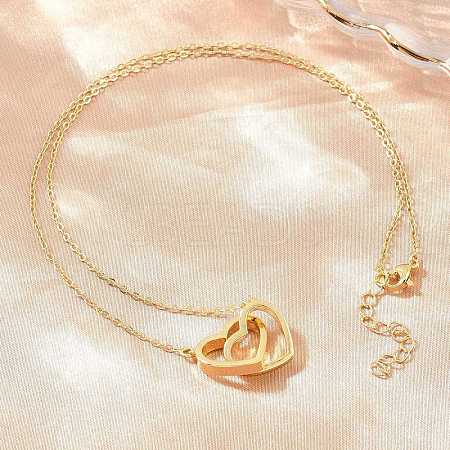 Brass Couple Heart Pendant Necklaces KK-CBA4547-07G-1