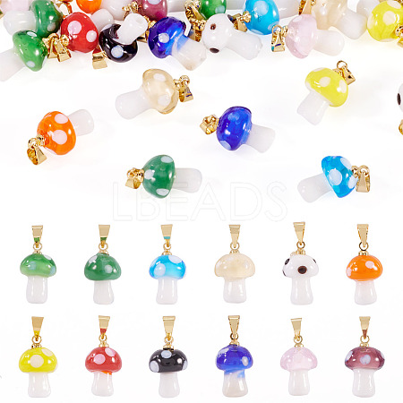 24Pcs 12 Colors Handmade Lampwork Pendants LAMP-TA0001-77-1