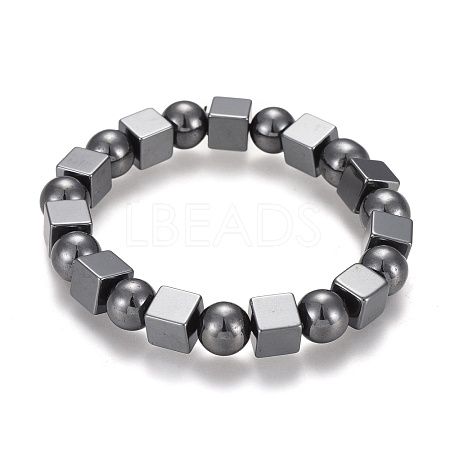 Non-magnetic Synthetic Hematite Stretch Bracelets BJEW-O179-02-1