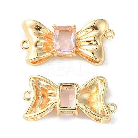 Brass Pave Cubic Zirconia Connector Charms KK-L208-01G-06-1