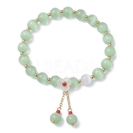 Cat Eye Beads Stretch Bracelets for Women BJEW-TA00691-01-1