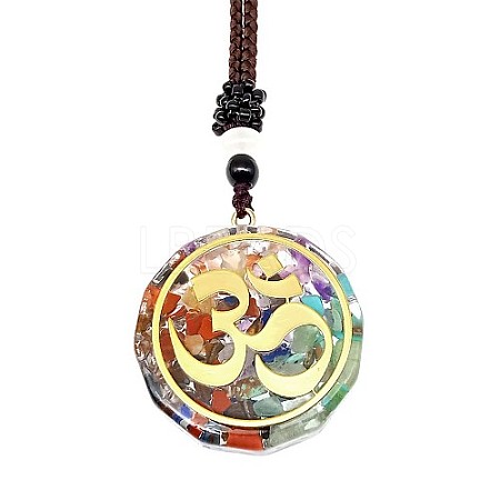 Resin & Natural & Synthetic Mixed Gemstone Pendant Necklaces OG4289-17-1