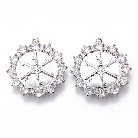 Brass Micro Pave Clear Cubic Zirconia Pendants KK-N232-144-NF-1