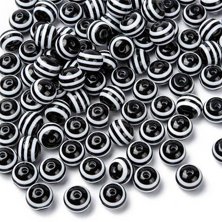 Round Striped Resin Beads RESI-R158-10mm-11-1