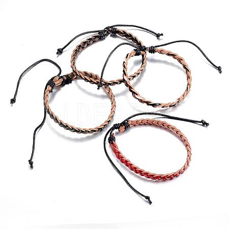 Adjustable Braided Leather Cord Bracelets BJEW-P099-21-1