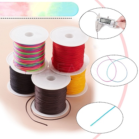 5 Rolls 5 Colors Round Nylon Twisted Cord NWIR-YW0001-07B-1