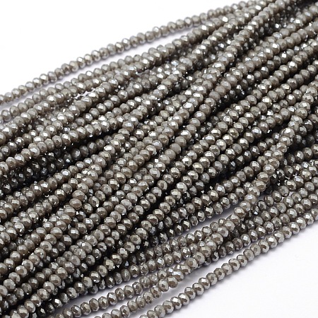 Faceted Rondelle Full Rainbow Plated Electroplate Glass Beads Strands EGLA-M004-2mm-A04-1