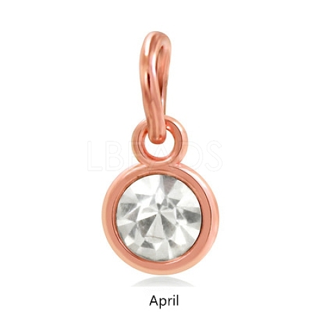 Rose Gold Plated Alloy Glass Rhinestone Charms LS-PALLOY-TAC0016-A04-RG-1