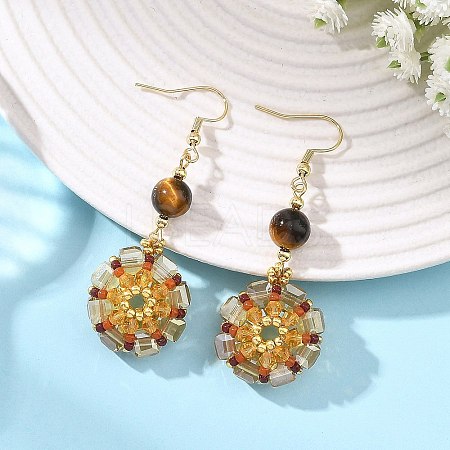 Glass Seed Beads Dangle Earrings EJEW-MZ00763-03-1