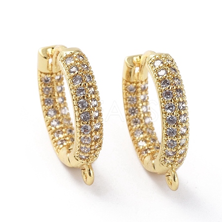 Brass Micro Pave Cubic Zirconia Huggie Hoop Earring Findings X-ZIRC-G158-17G-1