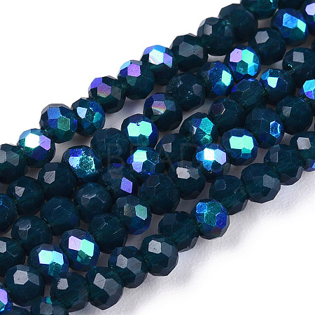 Electroplate Opaque Solid Color Glass Beads Strands EGLA-A034-P1mm-L07-1