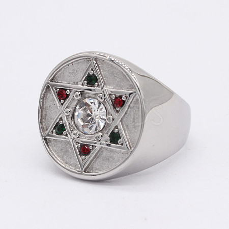 304 Stainless Steel with Cubic Zirconia Finger Rings FS-WGB2220-05-1
