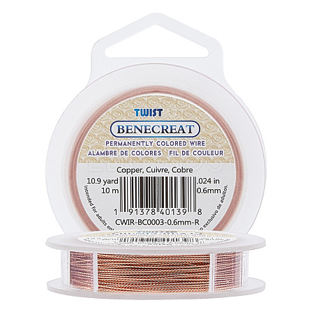 BENECREAT Round Copper Wire for Jewelry Making CWIR-BC0003-0.6mm-R-1