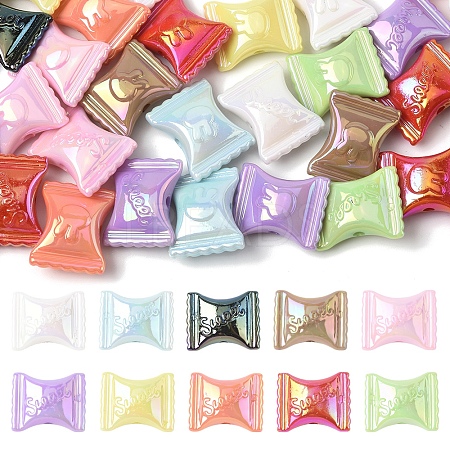 32Pcs UV Plating Rainbow Iridescent Acrylic Beads OACR-FS0002-13-1