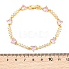 Brass Pave Cubic Zirconia Heart Link Chain Bracelets for Women KK-CBA68DA-10G-02-4