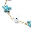 3Pcs 3 Color Glass Evil Eye & Synthetic Turquoise Starfish Link Chain Bracelets Set BJEW-TA00428-4