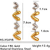 Two Tone 304 Stainless Steel Dangle Stud Earrings WG213BB-03-2