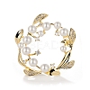 Imitation Pearl Brass Flower Garland Brooch PW-WG69126-02-1