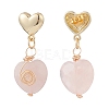 5 Pair 5 Style Natural Rose Quartz Heart Dangle Stud Earrings EJEW-JE05083-5