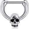304 Stainless Steel Skull Circular/Horseshoe Barbell Nose Rings WG89838-01-2