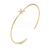 Rack Plating Brass Micro Pave Clear Cubic Zirconia Letter Open Cuff Bangles BJEW-A018-01G-K-1
