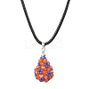 Glass Seed Beaded Teardrop Pendant Necklaces NJEW-MZ00069-01-2