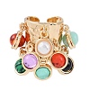 Synthetic Gemstone & Resin & Plastic Imitation Pearl Charms Finger Rings for Women RJEW-Z047-03G-1-3