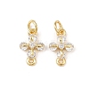 Brass Pave Clear Cubic Zirconia Cross Links Connector Charms KK-G544-16G-1
