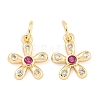 Rack Plating Brass Micro Pave Clear Cubic Zirconia Charms KK-F089-07G-1