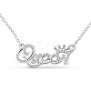 TINYSAND 925 Sterling Silver Cubic Zirconia  inchQueen inch Pendant Necklace TS-N352-S-1