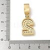 Brass Clear Cubic Zirconia European Dangle Charms KK-R003-01G-02-4