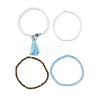4Pcs 4 Style Glass Seed & Resin Evil Eye Beaded Stretch Bracelets Set BJEW-JB09896-02-3