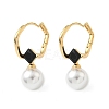 Round Brass Glass Leverback Earrings EJEW-Z152-04G-4