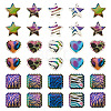 30Pcs 3 Styles Rainbow Iridescent Printed Opaque Acrylic Beads OACR-TA0004-52B-3