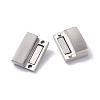 Tarnish Resistant Matte 304 Stainless Steel Rectangle Magnetic Clasps with Glue-in Ends STAS-E089-41E-3