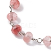 Cherry Quartz Glass Rondelle Beads Link Bracelets for Women BJEW-JB10262-01-3