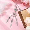 Alloy Sun & Woven Net/Web with Feather Charms Bookmarks AJEW-JK00368-4