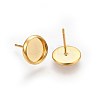 Flat Round 304 Stainless Steel Stud Earring Settings Ion Plating(IP) STAS-I323-6mm-G03-1