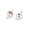 Brass Cubic Zirconia Flat Round Connector Charms KK-H204-02S-06-2