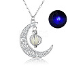 Alloy Resin Moon Pumpkin Pendants Necklaces NJEW-S417-01C-4