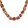 Natural Amber Nuggets Beaded Necklaces NJEW-T019-06-4
