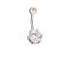 Platinum Plated Body Jewelry Cubic Zirconia Brass Navel Ring Belly Rings AJEW-EE0001-05B-1
