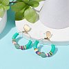 Natural Green Aventurine & Polymer Clay Beaded Big Ring Dangle Stud Earrings EJEW-TA00075-05-3