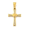 Ion Plating(IP) 304 Stainless Steel Cubic Zirconia Pendants STAS-C102-05G-1