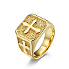 Square with Cross Pattern 304 Stainless Steel Finger Rings for Men FS-WGAC6B1-07-2