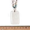 Natural Quartz Crystal Rectangle Pendant Glass Beaded Long Necklaces GG-CBAE048-02C-5