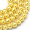 Baking Paint Pearlized Glass Pearl Round Bead Strands X-HY-Q003-10mm-67-1