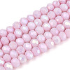 Anti-Tarnish Electroplate Rondelle Glass Beads Strands X-EGLA-T021-4mm-17-03-1