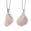 Rough Raw Natural Ferruginous Quartz Pendant Necklaces NJEW-JN04637-02-1